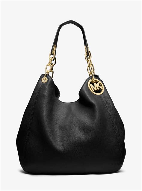 michael kors fulton black leather large shoulder tote|Fulton Large Leather Shoulder Bag .